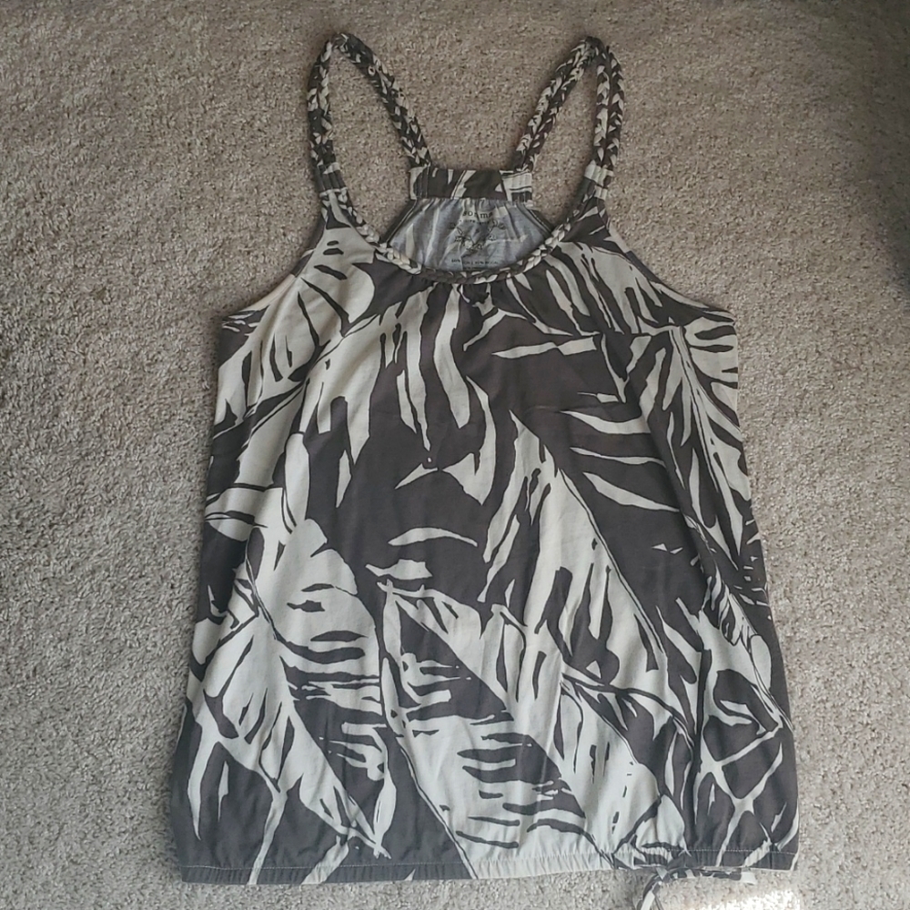 Sonoma Womens Brown/Cream Tropical Print Tank Top Size S